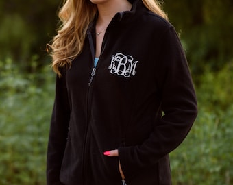 Monogrammed Fleece Jacket, Full Zip Womens Jacket, Christmas Gift for Her under 30 a6