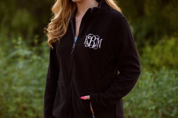 Monogrammed Fleece Jacket Full Zip Womens Jacket Christmas 