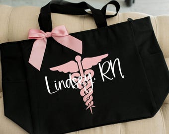 Nurse Tote Bag, RN Tote, Personalized Tote Bag, Nurse Gift, RN Gift, Gift for Nursing Student, Lpn, Cna, Nurse Graduation Gift