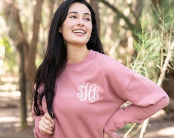 Embroidered Monogrammed Bella Canvas Sweatshirt ~ Personalized Monogram Crewneck Sweater ~ Gifts for Her