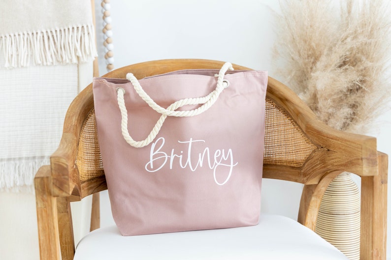 Bridesmaid Beach Bag, Bachelorette Bags, Personalized Beach Bag, Bachelorette Party Gifts for Bridesmaids image 1