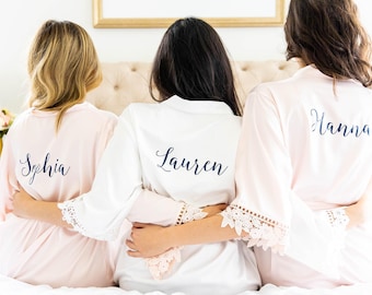 Bridesmaids Robes, Personalized Bridesmaid Gifts, Satin Bridal Party Robes for Bridesmaids, Bridal Gift, Bride Robe