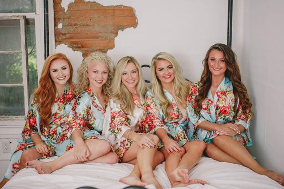 Bridesmaid Robes, Floral Robes, Bridesmaid Gift, Wedding Robes, Bridal Party Robes, Bride Robe, Getting Ready Robe (RB05)