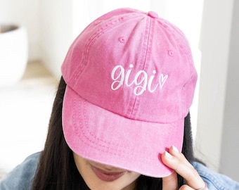 Cute Gigi Hat with Heart, Mom Baseball Hat, Custom Embroidered Mom Gifts, Personalized Mothers Day Gifts for Grandma, Mom Gift
