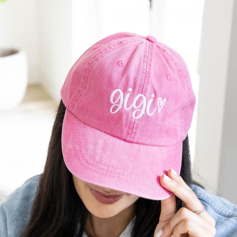 Cute Gigi Hat with Heart, Mom Baseball Hat, Custom Embroidered Mom Gifts, Personalized Mothers Day Gifts for Grandma, Mom Gift image 1