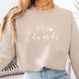 Bride Sweatshirt, Personalized Mrs. Sweatshirt, Bridal Shower Gift for Bride to Be, Engagement Gifts for Bride