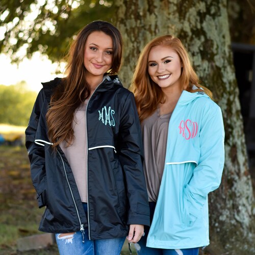 Charles River Monogram Rain Coat New 