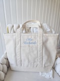 Bride Bag Personalized, Honeymoon Beach Bag, Custom Canvas Tote Bag Embroidered, Bridal Tote, Engagement Gift for Bride to Be