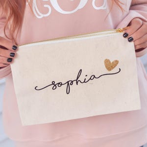 Set of 5 Bridesmaid Cosmetic Bag, Personalized Makeup Bag, Bridesmaid Gift, Make up Bag