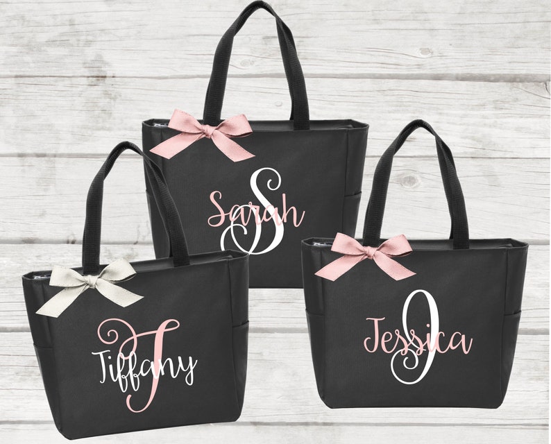 Personalized Bridal Tote Bag, Bridesmaid Tote Bag, Maid of Honor Tote Bag, Monogrammed Tote Bag image 1