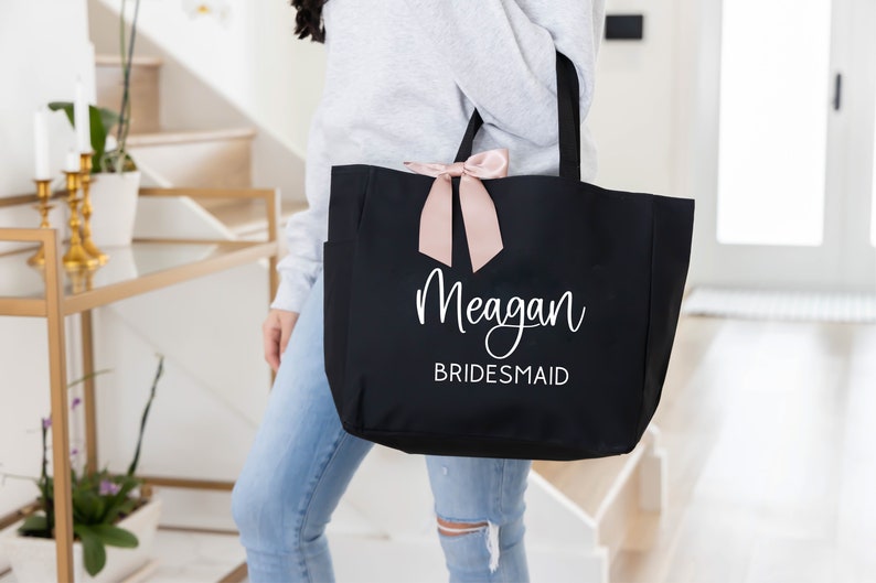 Bridesmaid Tote Bags, Maid of Honor Tote, Personalized Bridesmaid Bags, Bridal Party Bridesmaid Gifts image 3