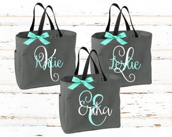 Personalized Bridal Tote Bag, Bridesmaid Tote Bag, Maid of Honor Tote Bag, Monogrammed Tote Bag