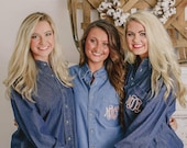 Bridesmaid Monogrammed Denim Shirt ~ Chambray Button Down ~ Bridesmaid Gift ~ Bride Getting Ready Shirt