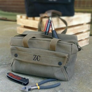 Groomsmen Personalized Military Style Mechanic Canvas Tool Bag Kit Ammo Bag Groomsman ~Father's Day Gift~Anniversary