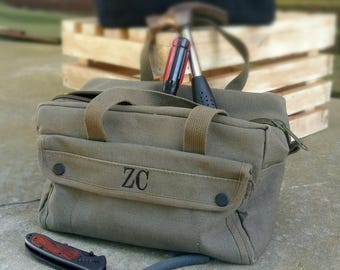 Groomsmen Personalized Military Style Mechanic Canvas Tool Bag Kit Ammo Bag Groomsman ~Father's Day Gift~Anniversary