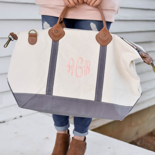 Personalized Duffle Bag Weekender Bag Women Canvas Duffle Etsy