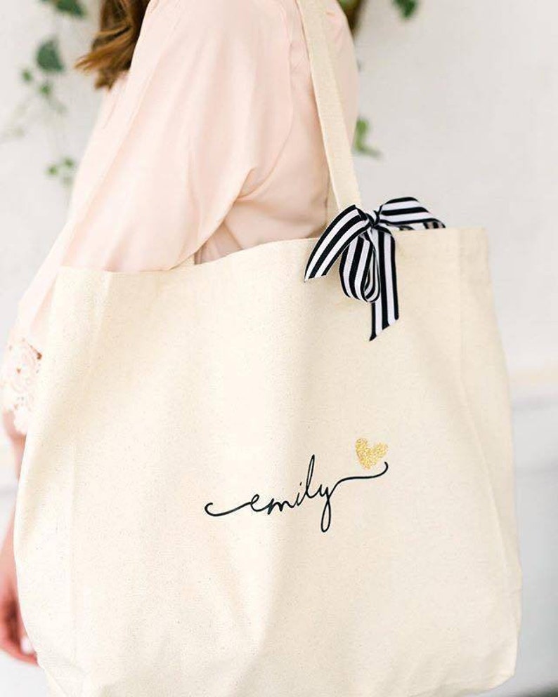 5 Bridesmaid Tote Bags, Personalized Bridesmaid Gift, Maid of Honor Totes, Bridal Party Bags, Sorority Big Little Gift BR036 b1 image 1