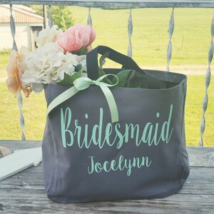 Bridesmaid Tote Bags, Maid of Honor Tote, Personalized Bridesmaid Bags, Bridal Party Bridesmaid Gifts image 1