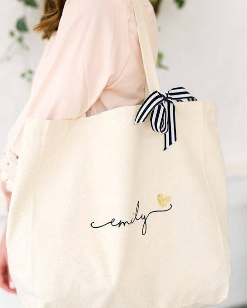 Bridesmaid Tote Bags, Personalized Bridesmaid Bags, Canvas Tote Bag Custom, Bridal Party Bridesmaid Gifts image 1