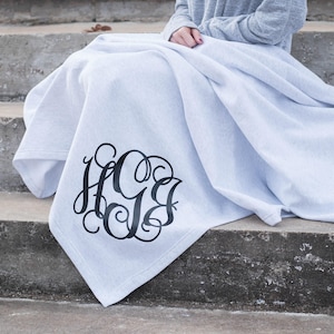 Monogram Blanket ~ Monogrammed Fleece Throw ~ Gift for Her ~ Gift Under