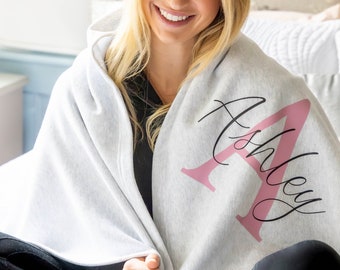 Personalized Blanket with Name, Custom Throw Blanket, Monogrammed Blanket for Adults, Personalized Gifts