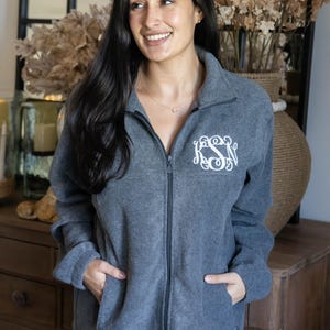 Fleece Jackets for Women, Monogram Full Zip Jacket, Zip Up Womens Jacket Custom Embroidered bild 2