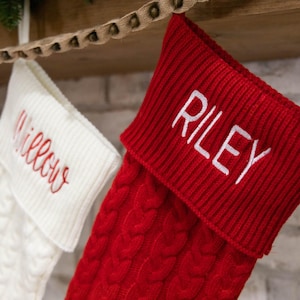 Embroidered Christmas Stockings Personalized | Family Christmas Stockings | Custom Stockings for Christmas | Kids Baby Dog Stockings