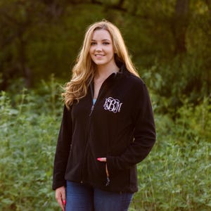 Monogrammed Fleece Jacket, Personalized Full Zip Jacket Women, Custom Embroidered Jacket, Monogrammed Gift for Her image 3