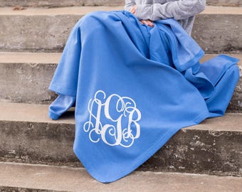 Monogram Blanket ~ Monogrammed Fleece Throw ~ Gift for Her ~ Gift Under
