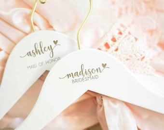 Bridesmaids Hangers Personalized, Custom Engraved Wedding Dress Hangers for Bride, Personalized Bridal Party Hangers