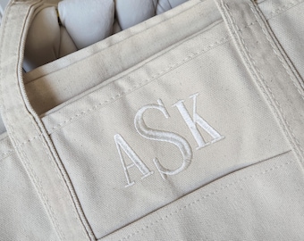 Canvas Monogram Tote Bag, Custom Embroidered Tote Bag, Bachelorette Tote Personalized, Bridesmaid Proposal Gift Bags