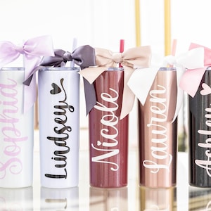 Bridesmaid Tumbler, Personalized Bridesmaid Gift, Personalized Skinny Tumbler, Maid of Honor Bridal Party Gifts