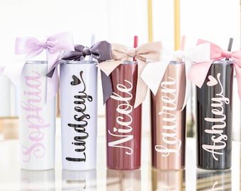 Bridesmaid Tumbler, Personalized Bridesmaid Gift, Personalized Skinny Tumbler, Maid of Honor Bridal Party Gifts