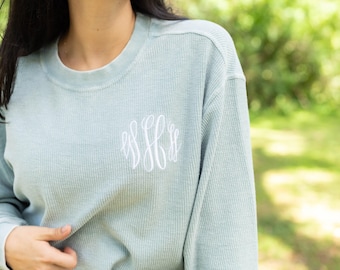 Monogram Charles River Corded Sweatshirt ~ Monogrammed Pullover Sweater ~ Personalized Crewneck Sweatshirt ~ Gift for Her