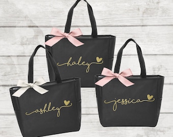 Set of 5 Bridesmaid Tote Bags, Maid of Honor Tote, Personalized Bridesmaid Bags, Bridal Party Bridesmaid Gifts