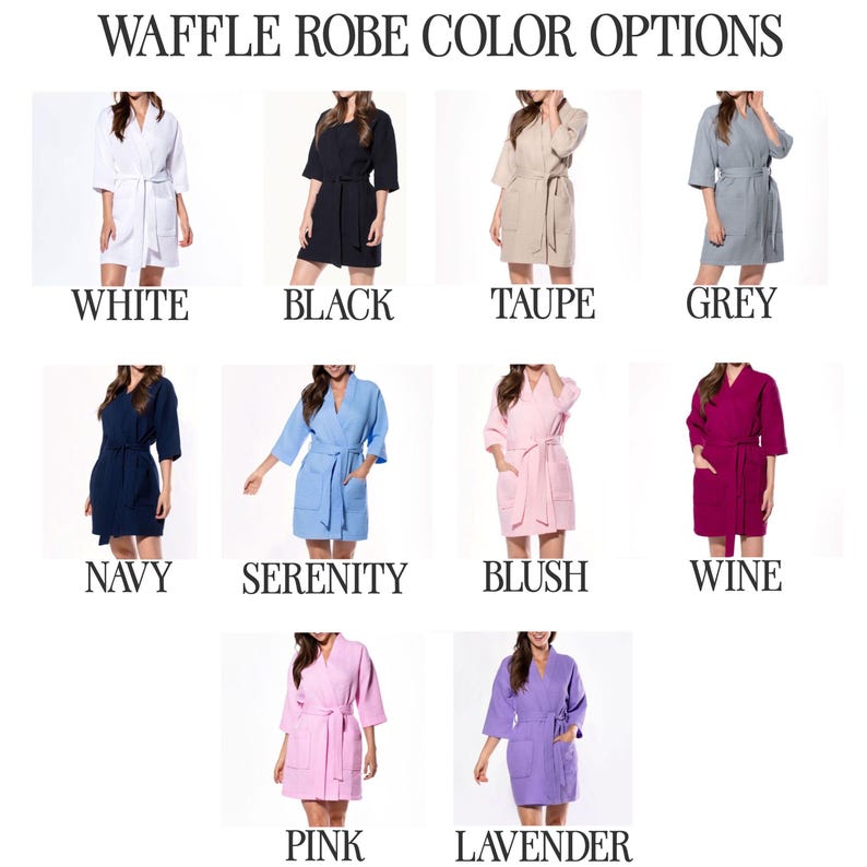 Monogrammed Bridesmaid Robes, Bridal Party Personalized Waffle Robes, Bridesmaid Bridal Party Gifts image 2