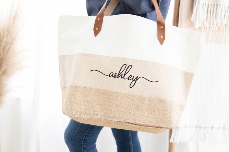 Bridesmaid Tote Bags, Personalized Bridesmaid Bags, Canvas Tote Bag with Zipper, Bridal Party Bridesmaid Gifts BR170 image 2