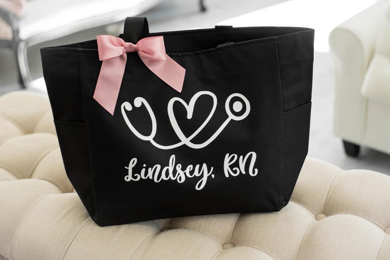 Nurse Tote Bag, RN Tote, Personalized Tote Bag, Nurse Gift, RN Gift, Gift for Nursing Student, Lpn, Cna, Nurse Graduation Gift image 1