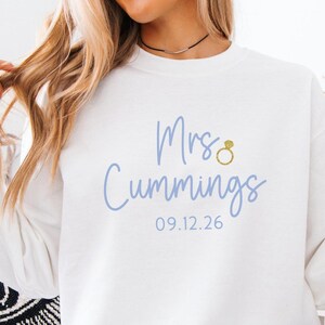 Bride Sweatshirt, Personalized Mrs. Sweatshirt, Bridal Shower Gift for Bride to Be, Engagement Gifts for Bride