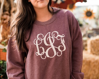 Monogrammed Sweatshirt ~ Monogram Crewneck Sweater ~ Gift for Her ~ Gift Under 30