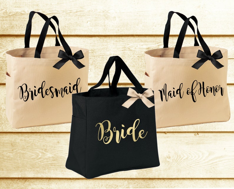 Personalized Bridal Tote Bag Bridesmaid Tote Bag Maid of - Etsy