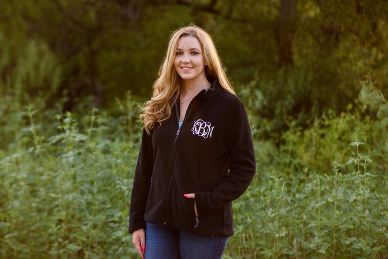 Monogrammed Fleece Jacket, Full Zip Womens Jacket, Christmas Gift for Her under 30 a6 image 3