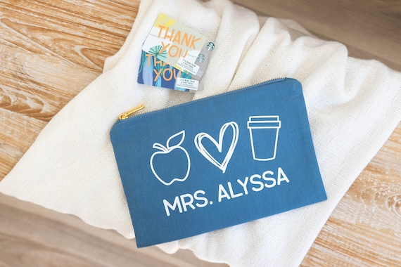 Teacher Bag, Personalized Canvas Makeup Bag for Teachers, Teacher Pencil Bag, Teacher Gifts under 10