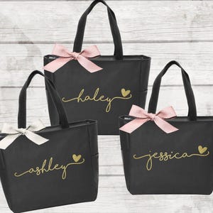 Bridesmaid Tote Bags, Personalized Bridesmaid Bags, Custom Tote Bag with Zipper Option, Bridal Party Bridesmaid Gifts imagem 1