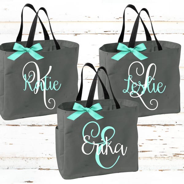 Personalized Bridal Tote Bag, Bridesmaid Tote Bag, Maid of Honor Tote Bag, Monogrammed Tote Bag