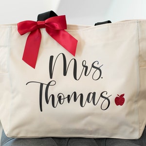 Teacher Tote Bag, Teacher Bag, Personalized Teacher Gift, Gift for Teacher,  Thank You Christmas Gift (BR133)