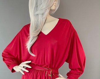 Anne Tyrrell for John Marks ∙ Rare 1970s Red Harem Pant Suit ∙ UK 10