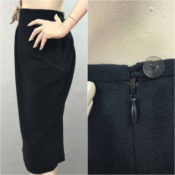 JEAN MUIR Skirt | Lined Wool Skirt | Black Pencil