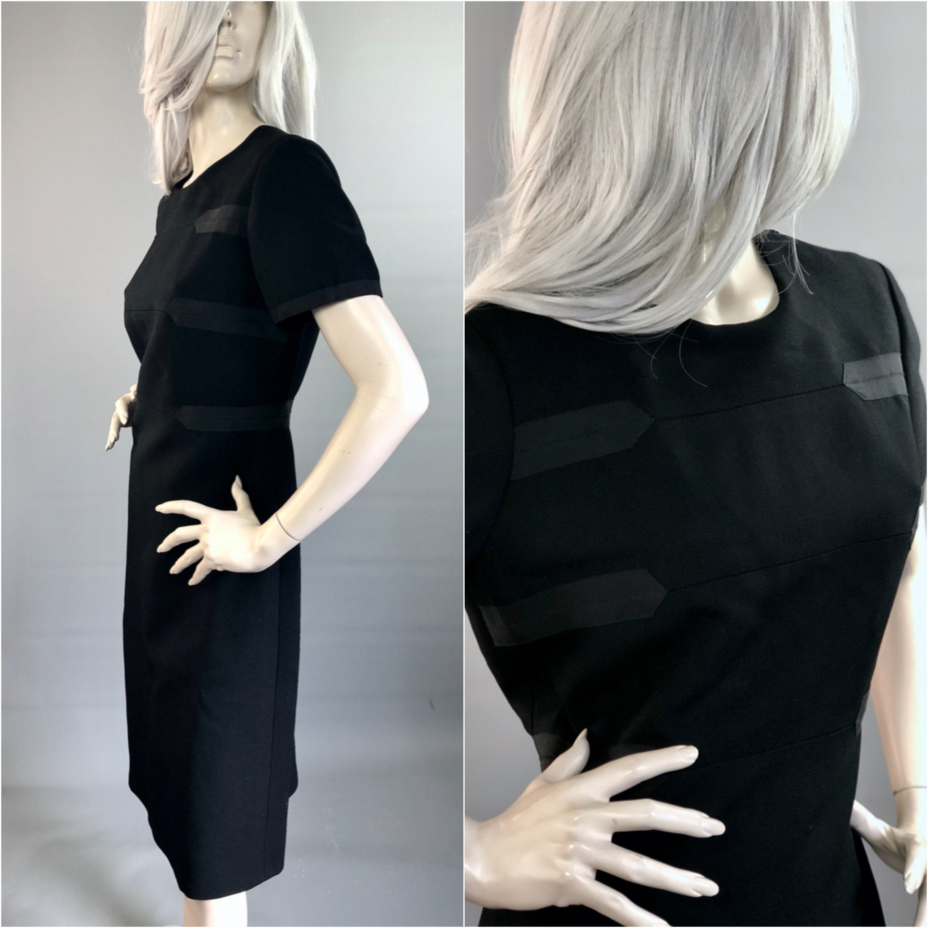black midi shift dress