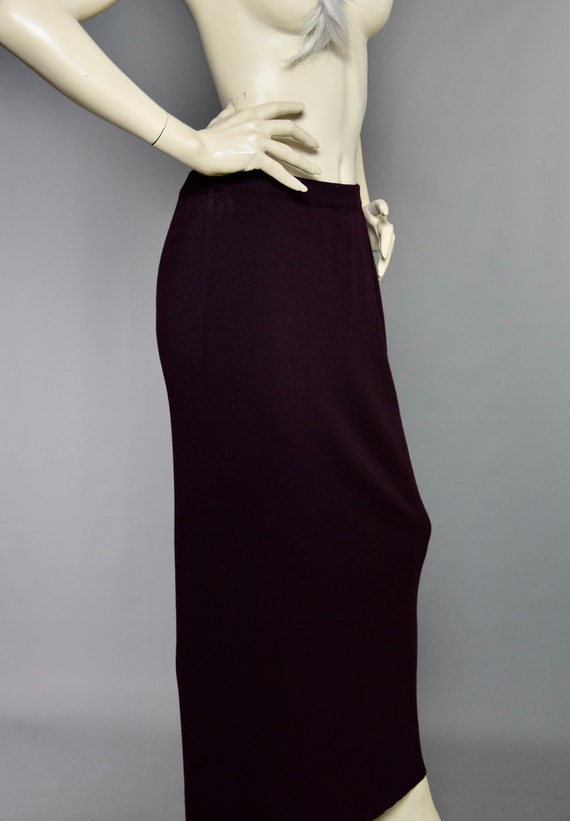 JEAN MUIR Maxi Skirt |80s Burgundy Wool Skirt | B… - image 3